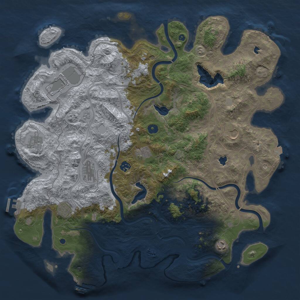 Rust Map: Procedural Map, Size: 4500, Seed: 1945502305, 16 Monuments