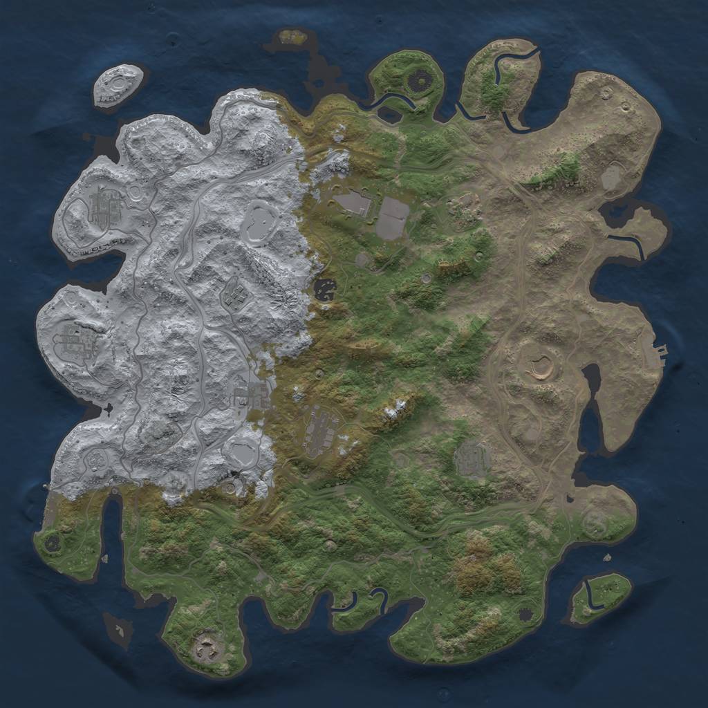 Rust Map: Procedural Map, Size: 4500, Seed: 1945502305, 20 Monuments