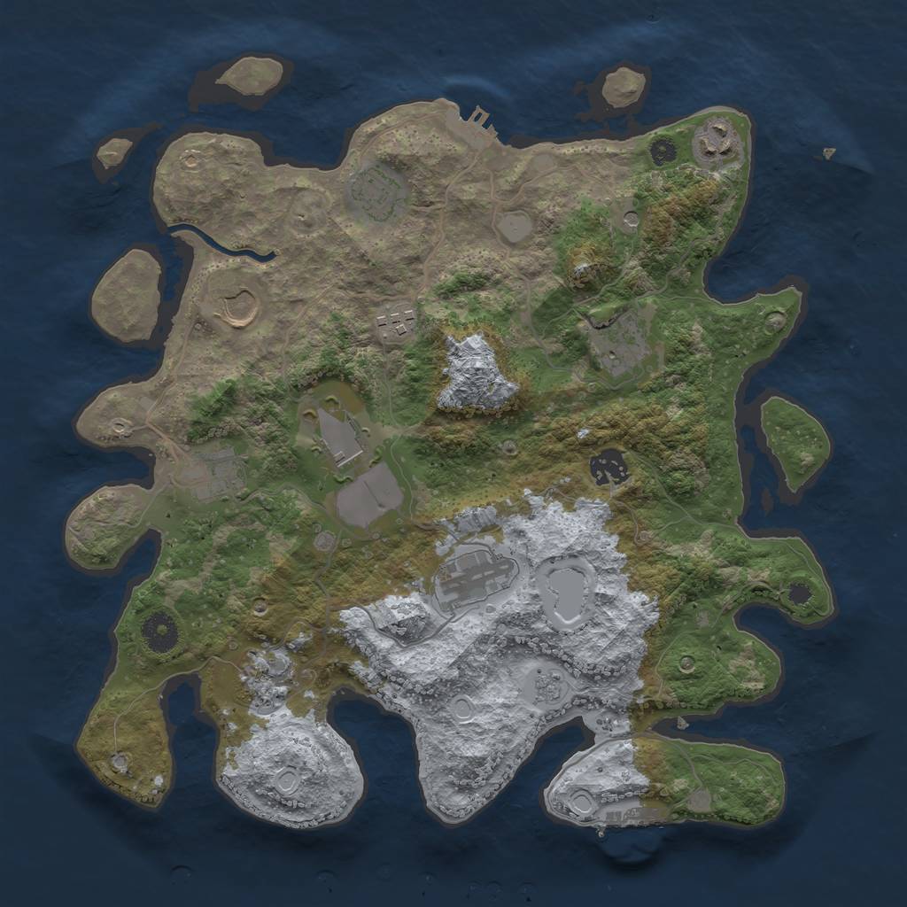Rust Map: Procedural Map, Size: 3600, Seed: 26637734, 19 Monuments