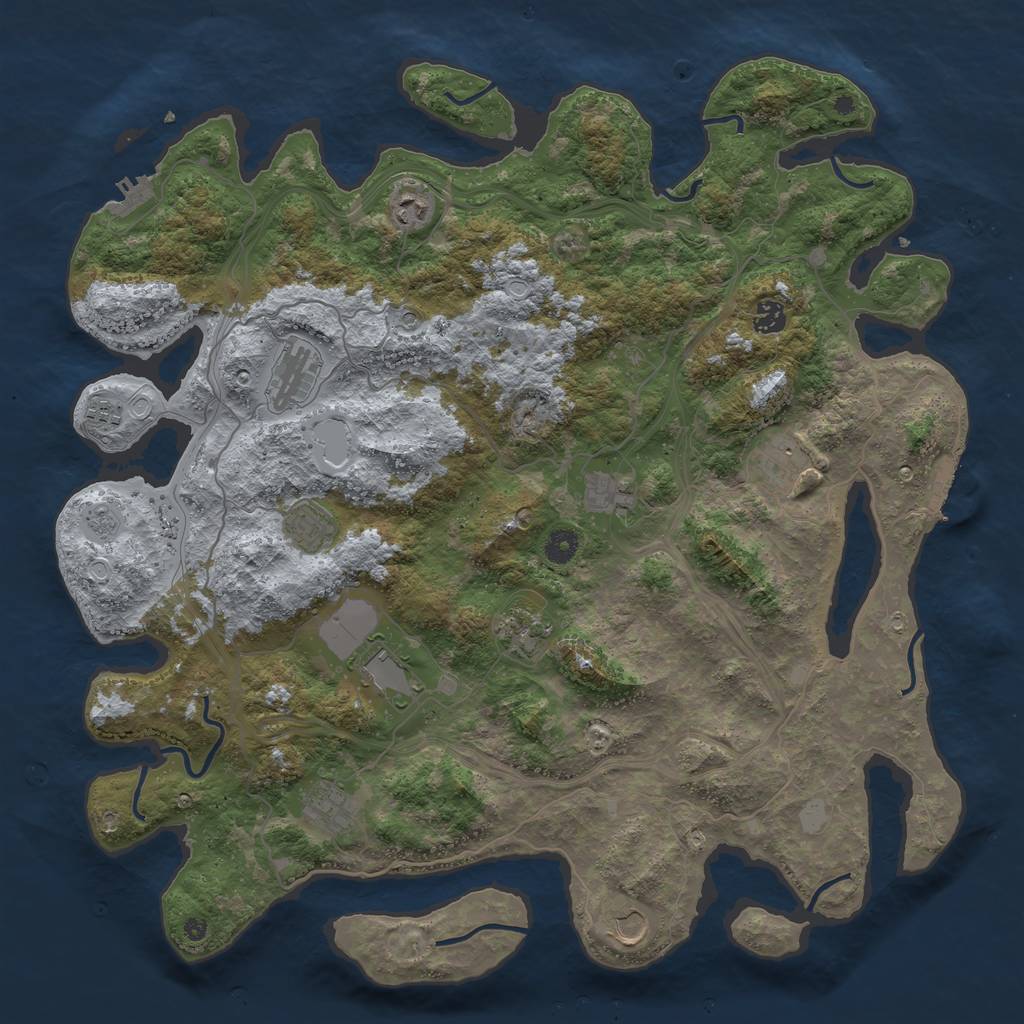 Rust Map: Procedural Map, Size: 4500, Seed: 670684477, 20 Monuments