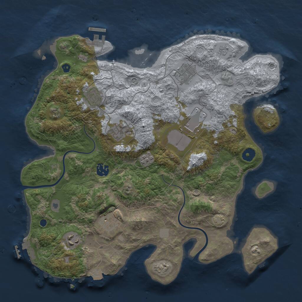Rust Map: Procedural Map, Size: 3500, Seed: 1397618778, 14 Monuments