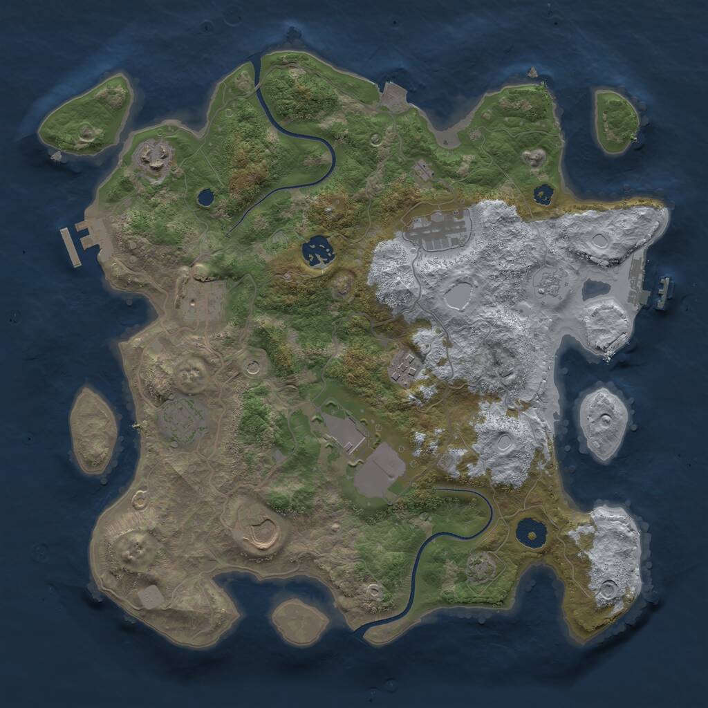 Rust Map: Procedural Map, Size: 3500, Seed: 957088750, 14 Monuments