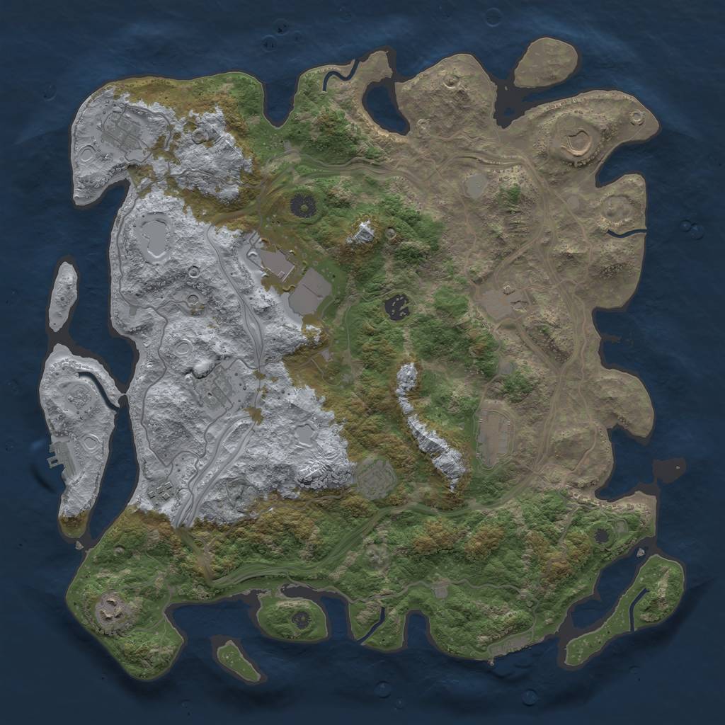 Rust Map: Procedural Map, Size: 4250, Seed: 2129677730, 19 Monuments