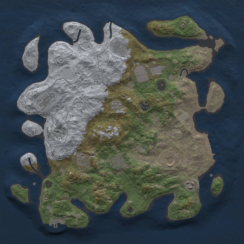 Rust Map: Procedural Map, Size: 3800, Seed: 672254899, 18 Monuments