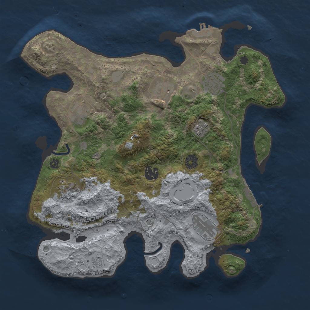 Rust Map: Procedural Map, Size: 3250, Seed: 1259192250, 16 Monuments