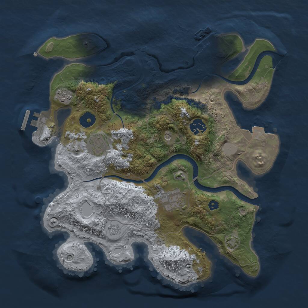 Rust Map: Procedural Map, Size: 3000, Seed: 1024769877, 10 Monuments