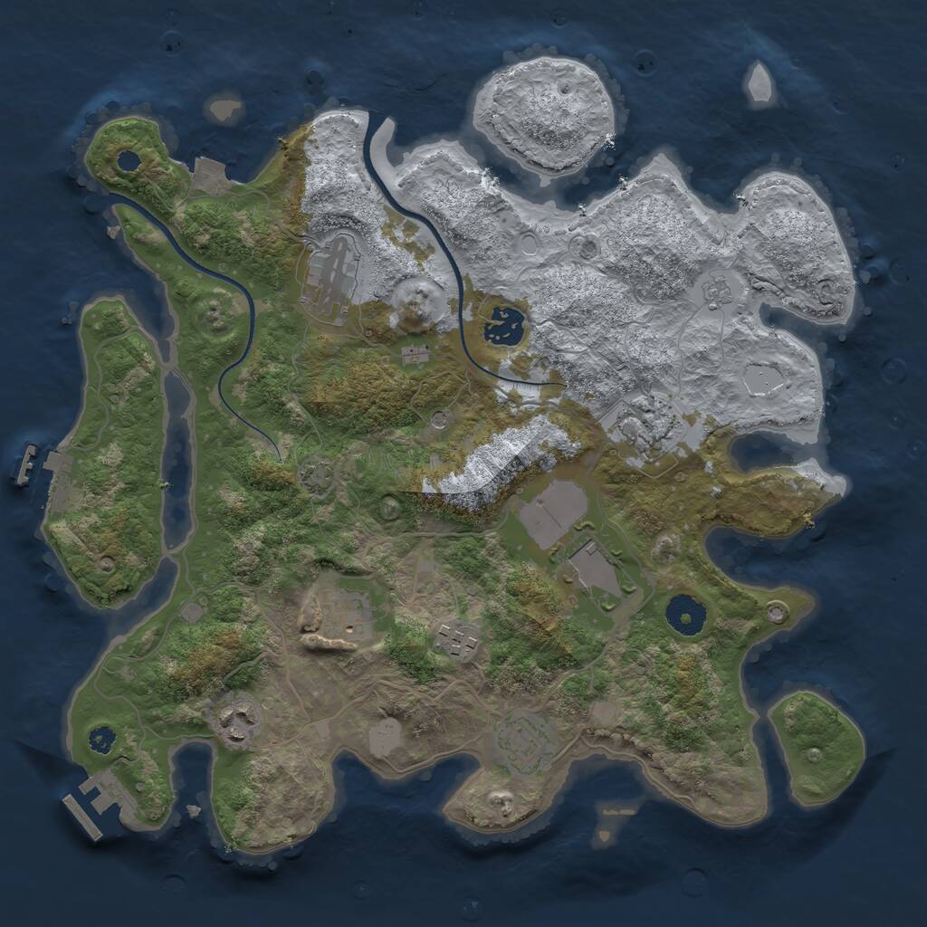 Rust Map: Procedural Map, Size: 3500, Seed: 23167806, 14 Monuments