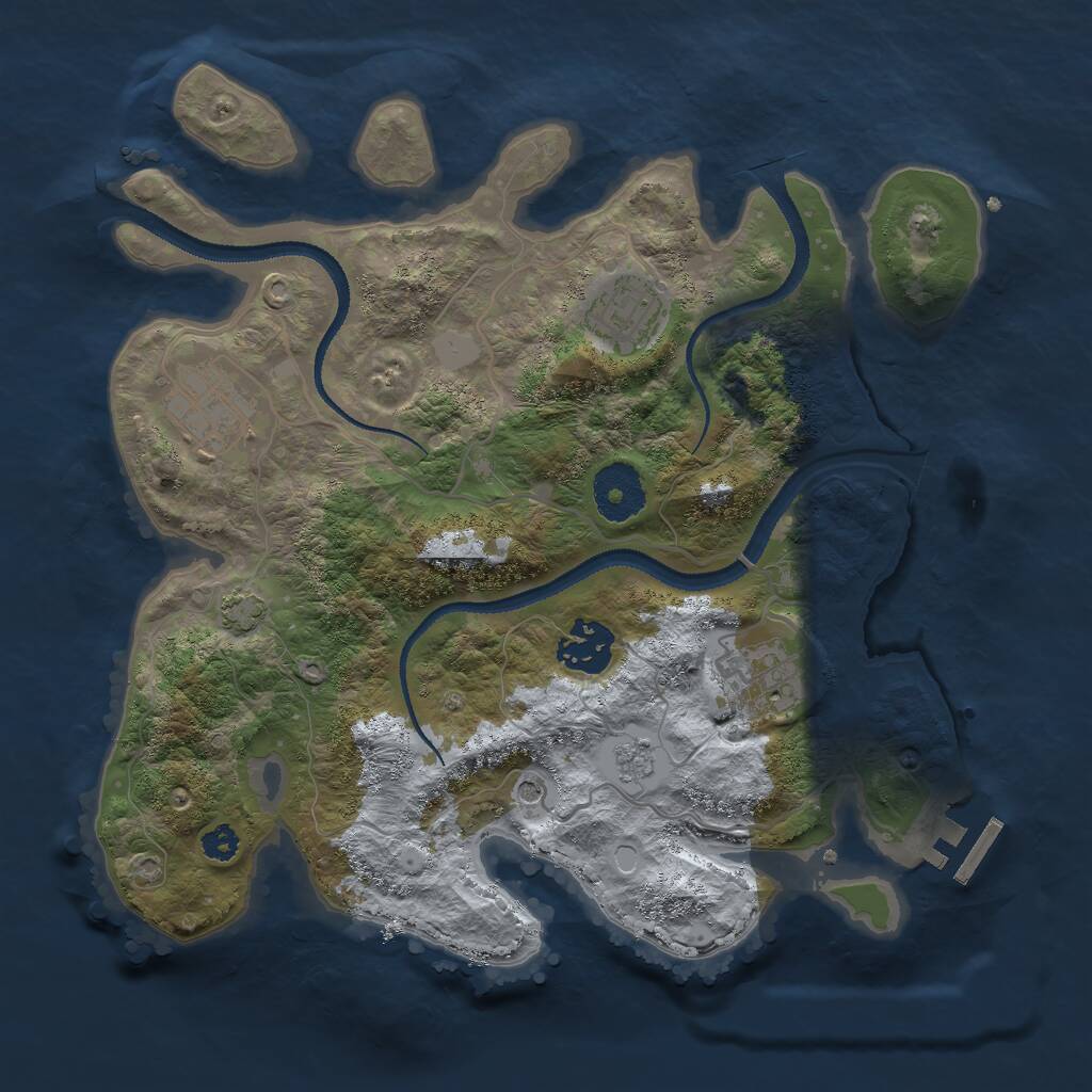 Rust Map: Procedural Map, Size: 3000, Seed: 726628096, 9 Monuments