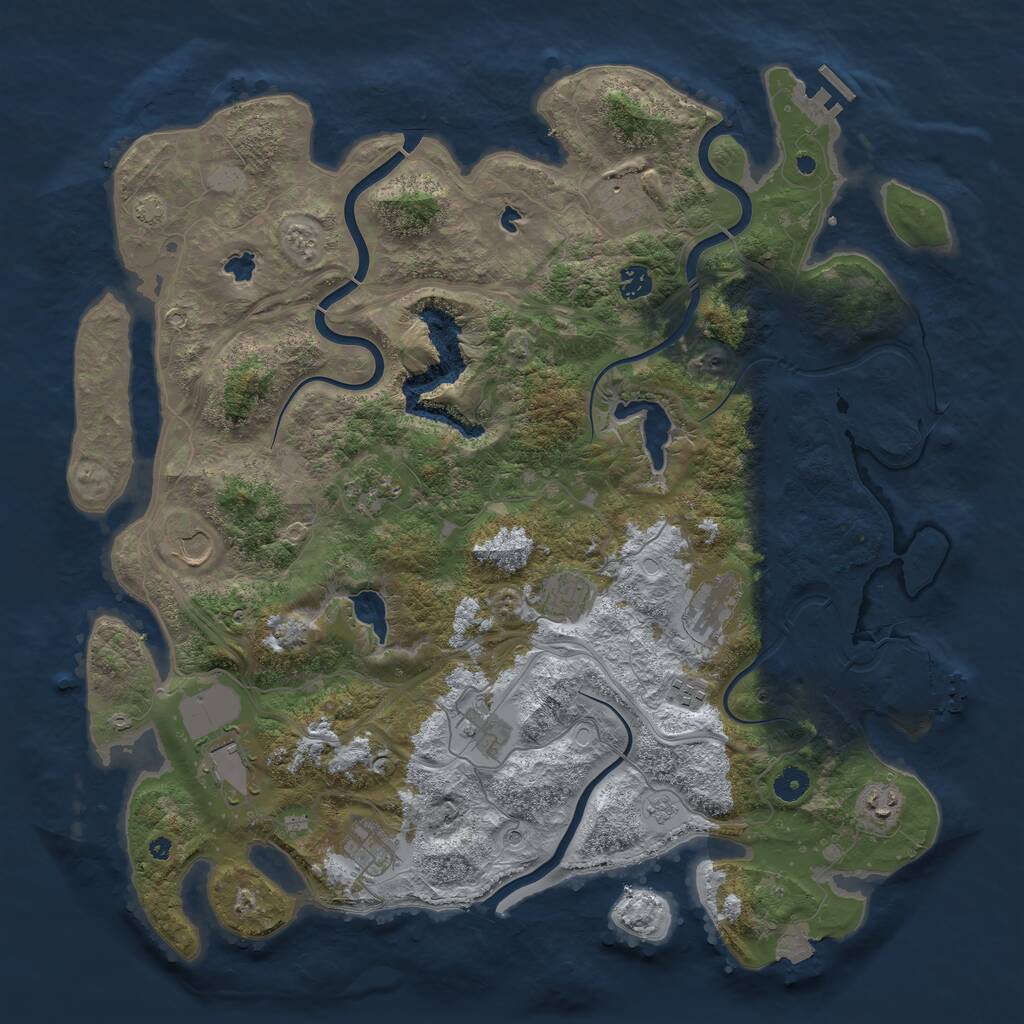 Rust Map: Procedural Map, Size: 4500, Seed: 777823166, 17 Monuments