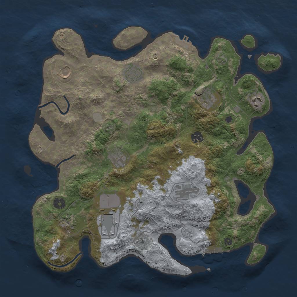 Rust Map: Procedural Map, Size: 3750, Seed: 1872069532, 18 Monuments