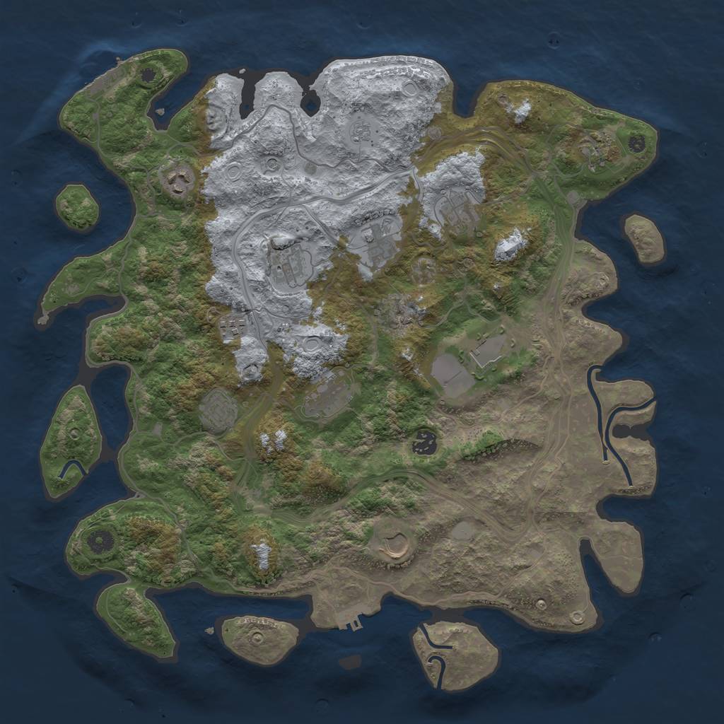 Rust Map: Procedural Map, Size: 4300, Seed: 740269344, 20 Monuments
