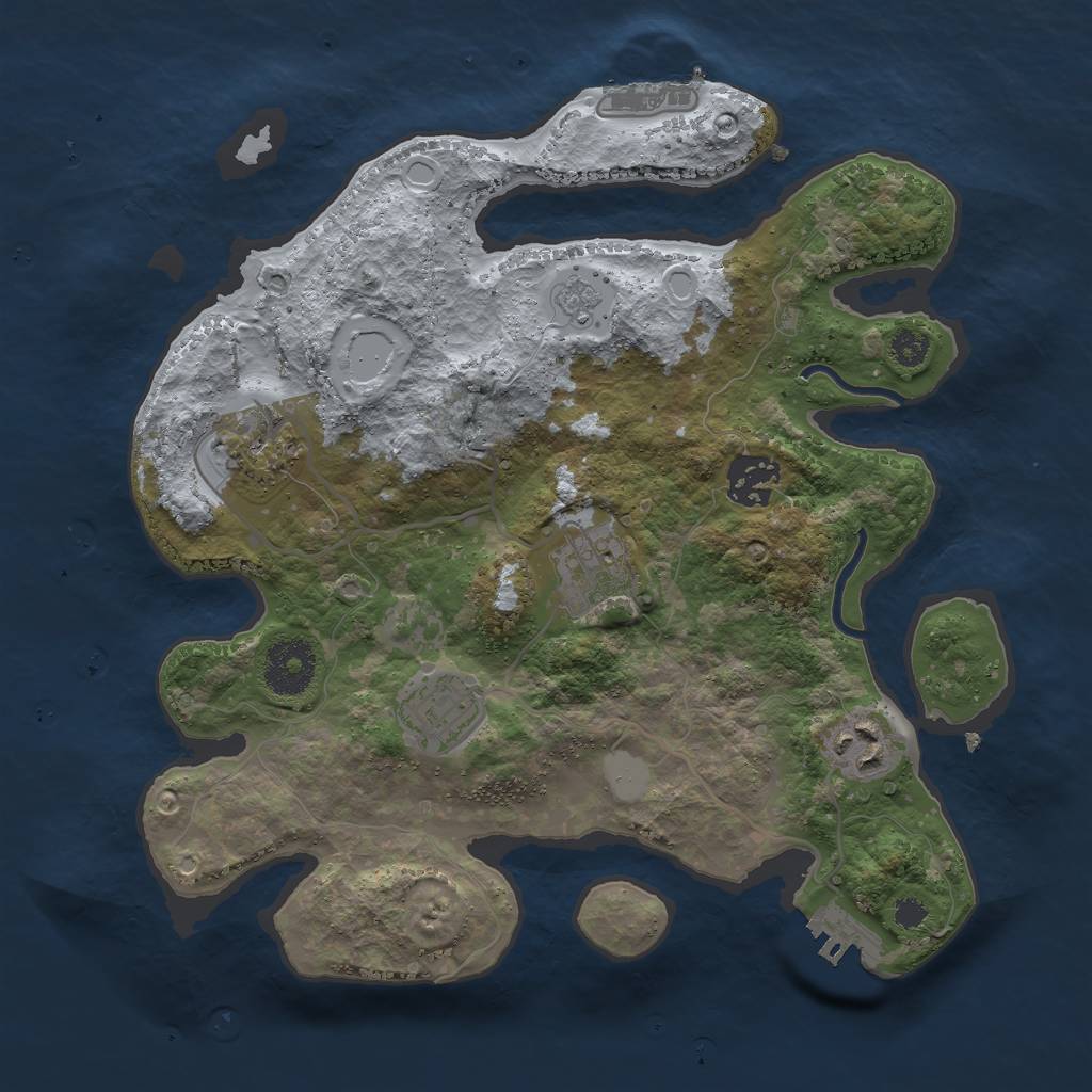 Rust Map: Procedural Map, Size: 3000, Seed: 36643545, 13 Monuments