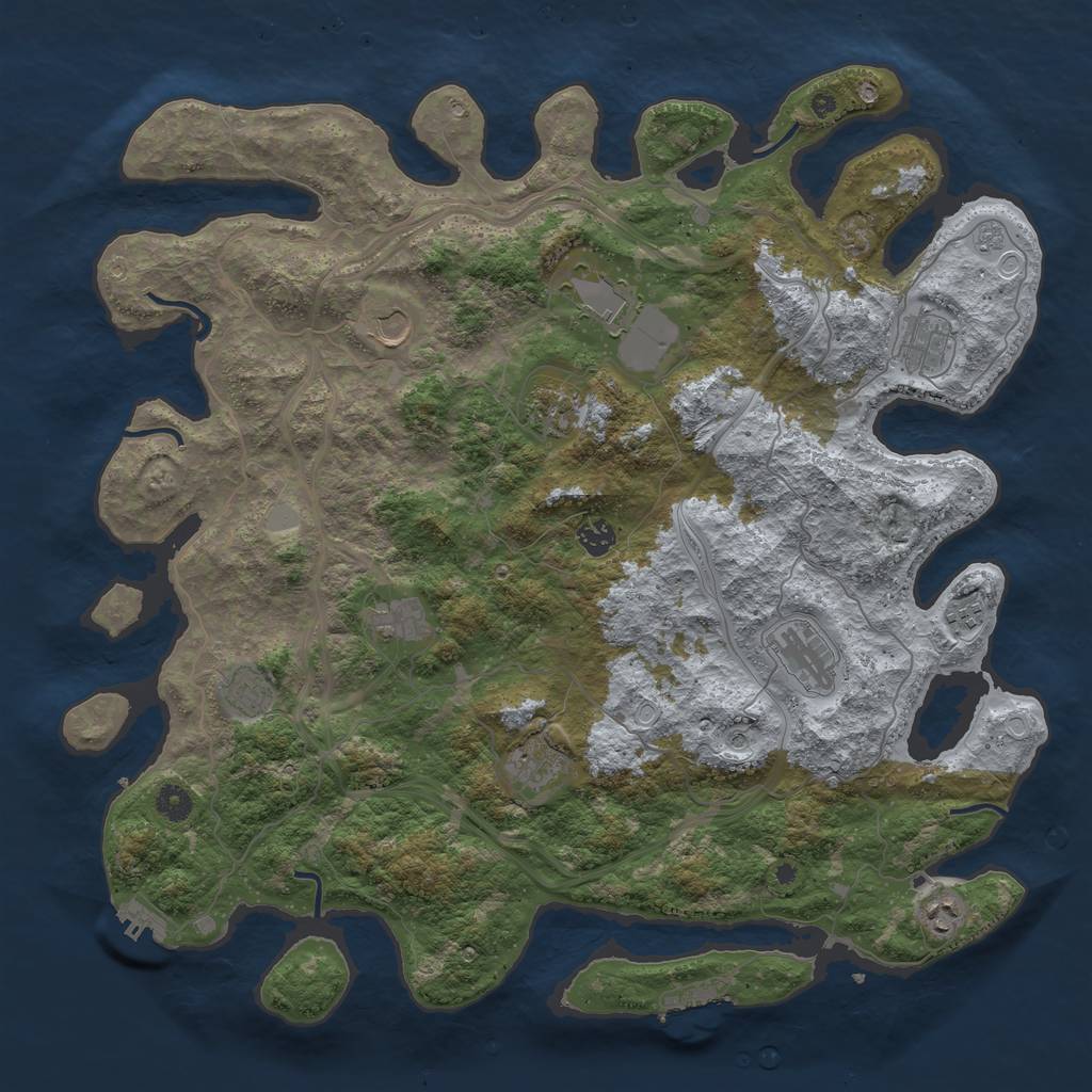 Rust Map: Procedural Map, Size: 4500, Seed: 353819651, 20 Monuments