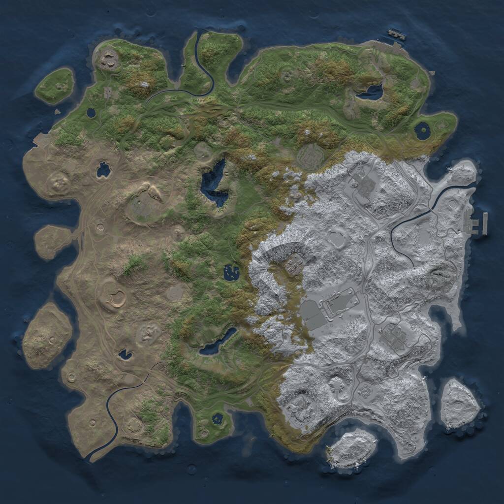 Rust Map: Procedural Map, Size: 4500, Seed: 1878459649, 16 Monuments