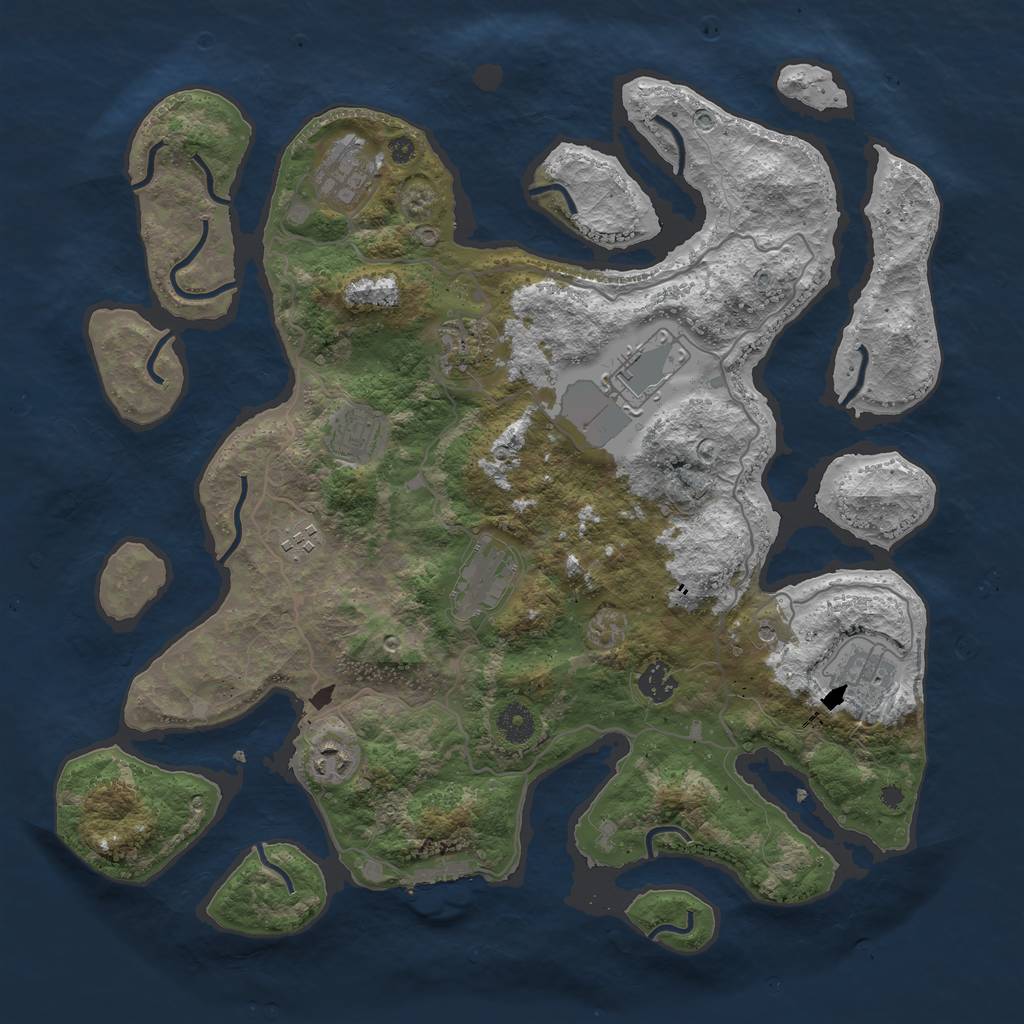 Rust Map: Procedural Map, Size: 4000, Seed: 550045, 13 Monuments