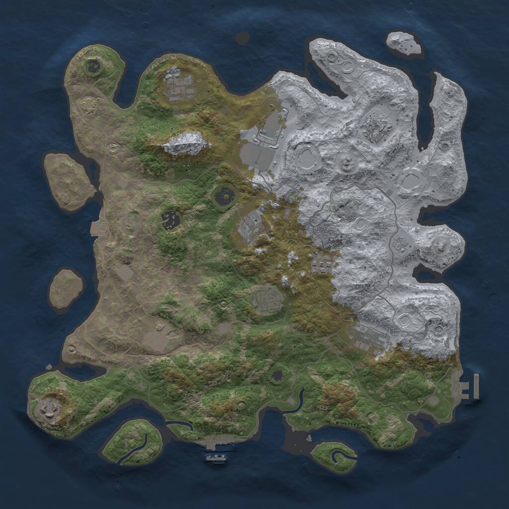 Rust Map: Procedural Map, Size: 4000, Seed: 550045, 16 Monuments