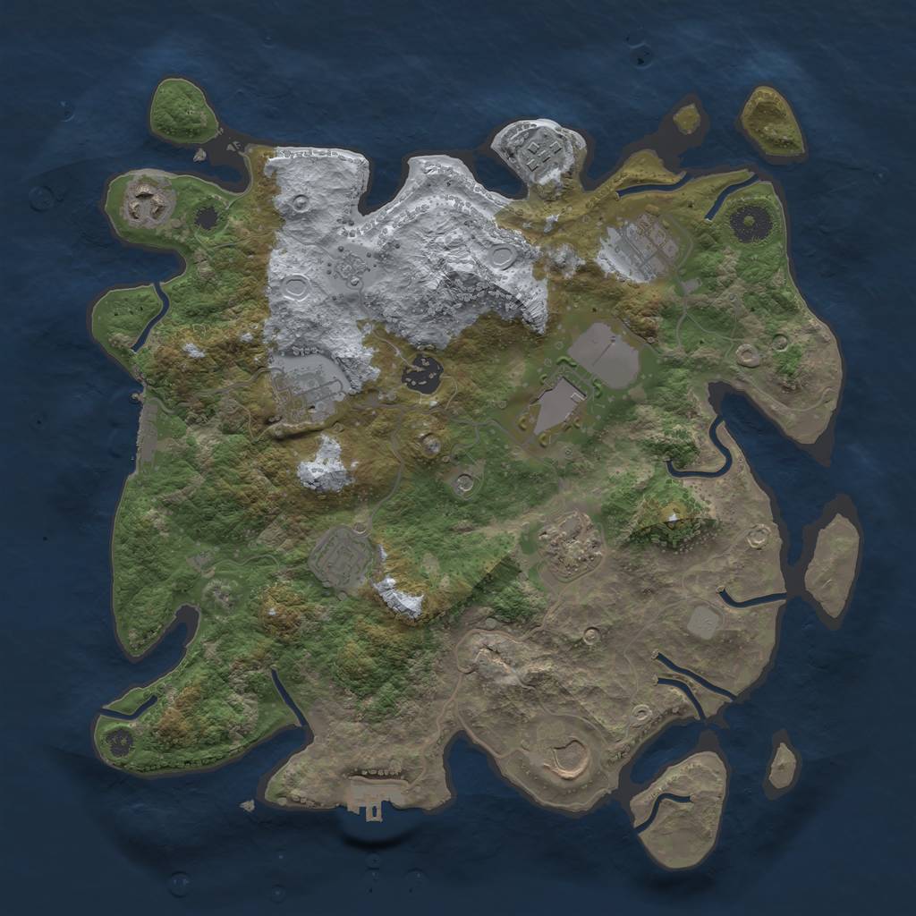 Rust Map: Procedural Map, Size: 3500, Seed: 76816, 18 Monuments