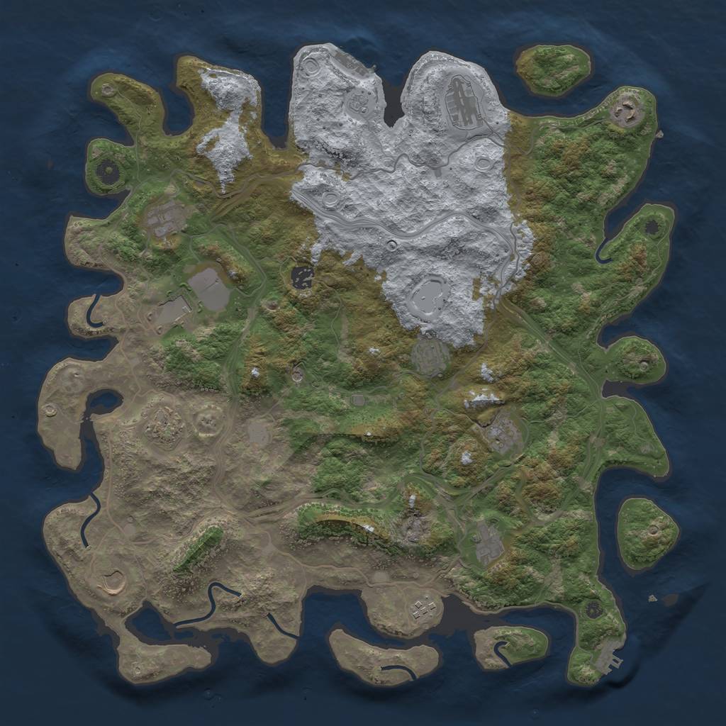 Rust Map: Procedural Map, Size: 4500, Seed: 610889490, 20 Monuments
