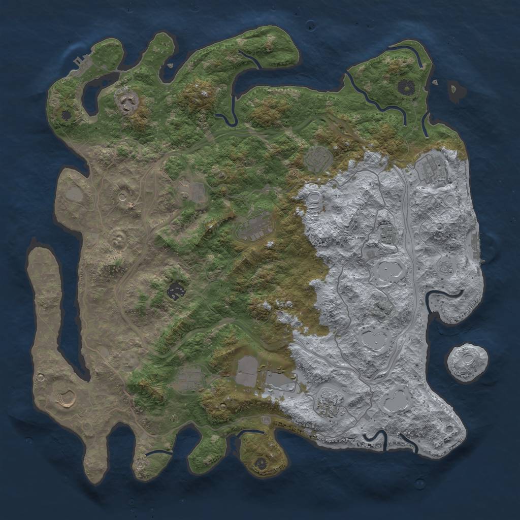 Rust Map: Procedural Map, Size: 4500, Seed: 1681858829, 20 Monuments