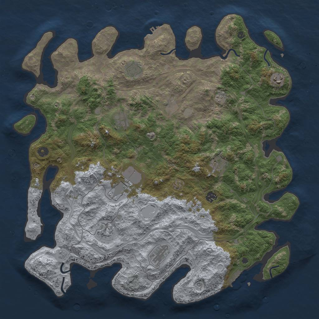 Rust Map: Procedural Map, Size: 4500, Seed: 172576481, 19 Monuments