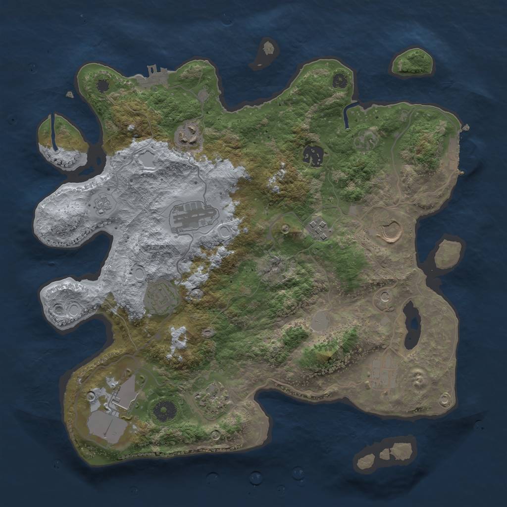 Rust Map: Procedural Map, Size: 3500, Seed: 2055149968, 18 Monuments