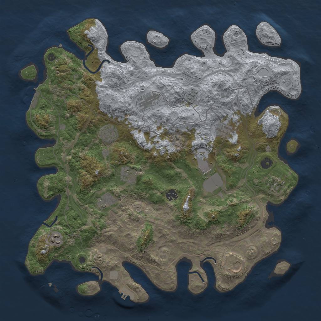 Rust Map: Procedural Map, Size: 4250, Seed: 1961227215, 18 Monuments