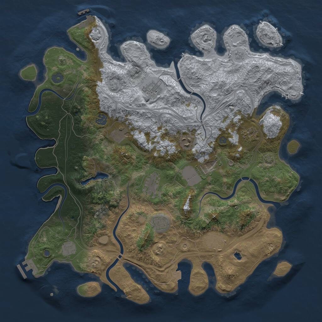 Rust Map: Procedural Map, Size: 4250, Seed: 1961227215, 18 Monuments