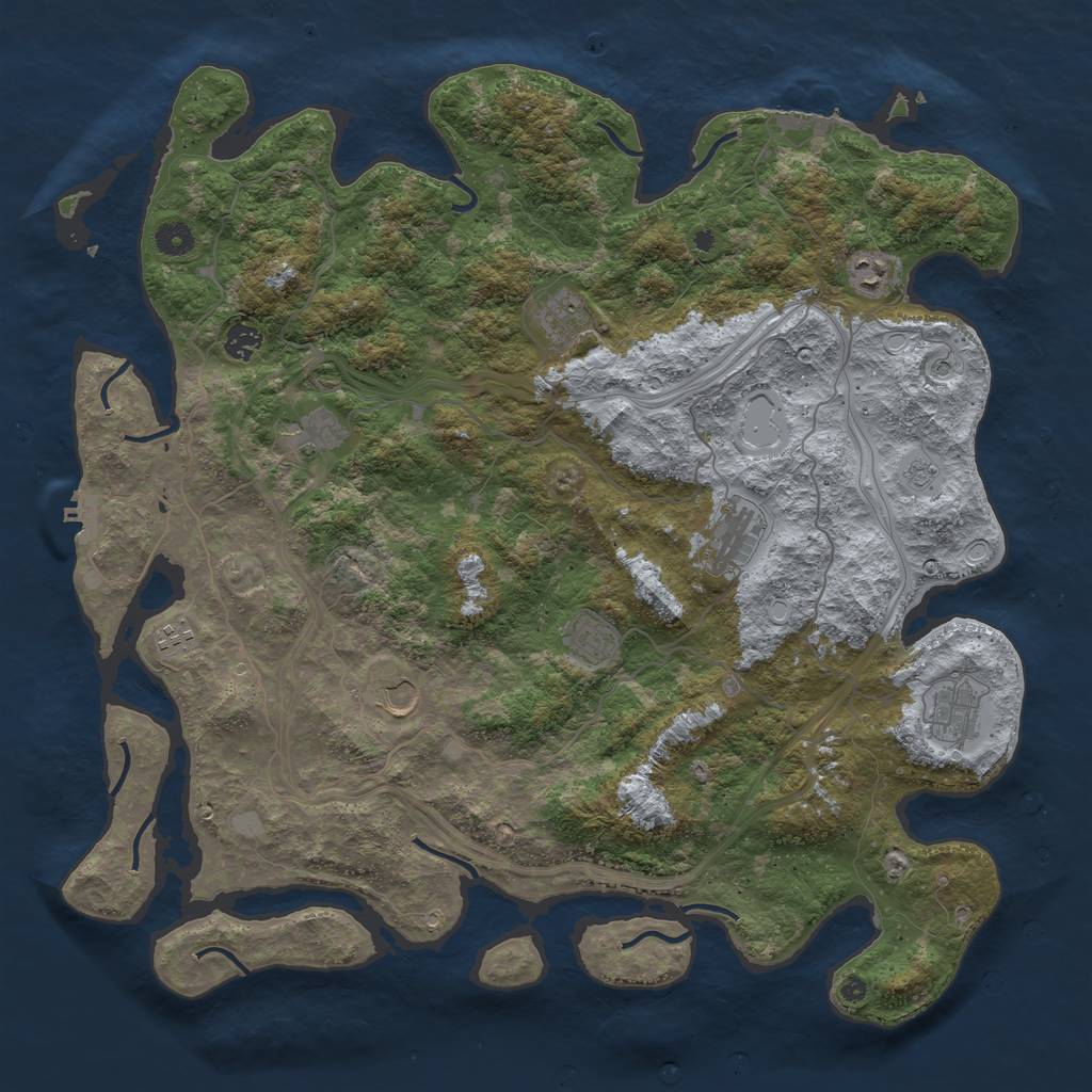 Rust Map: Procedural Map, Size: 4500, Seed: 658932, 18 Monuments