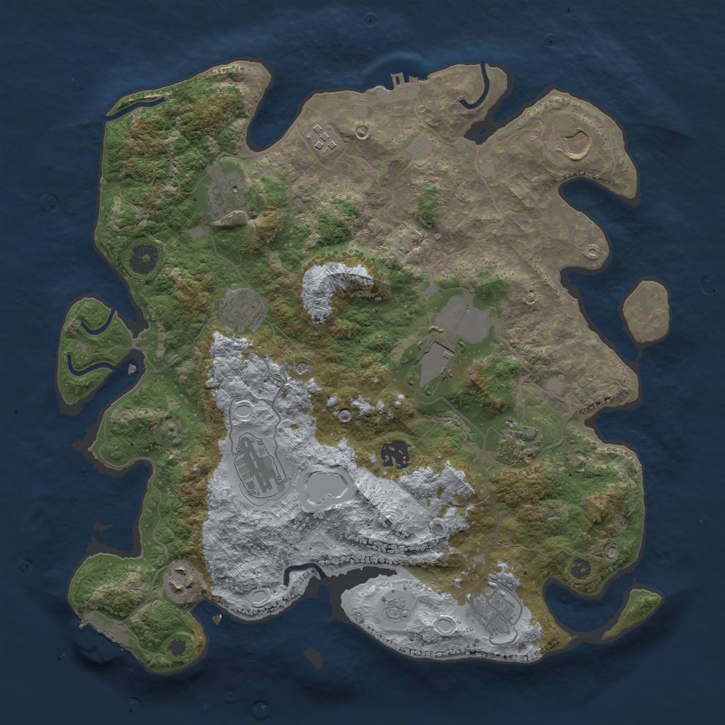 Rust Map: Procedural Map, Size: 3700, Seed: 377036432, 19 Monuments