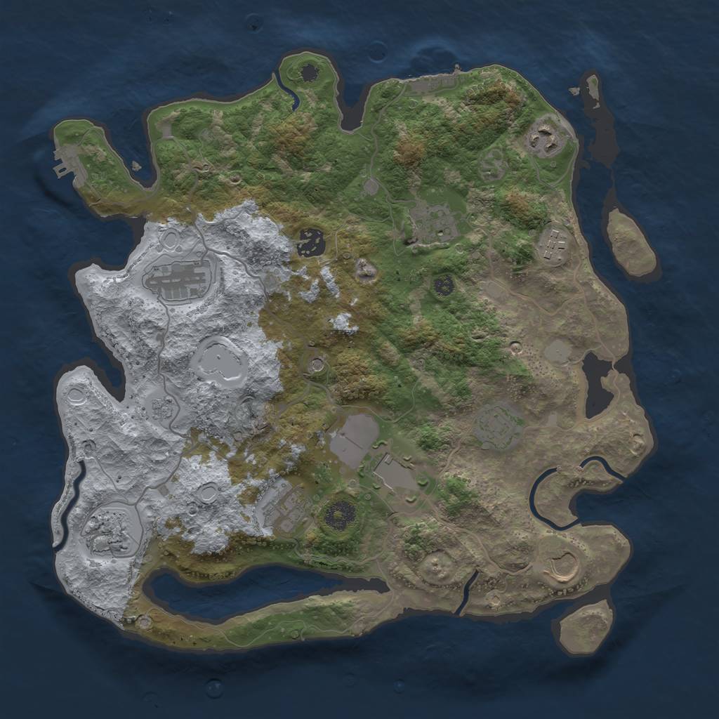 Rust Map: Procedural Map, Size: 3600, Seed: 486461618, 19 Monuments