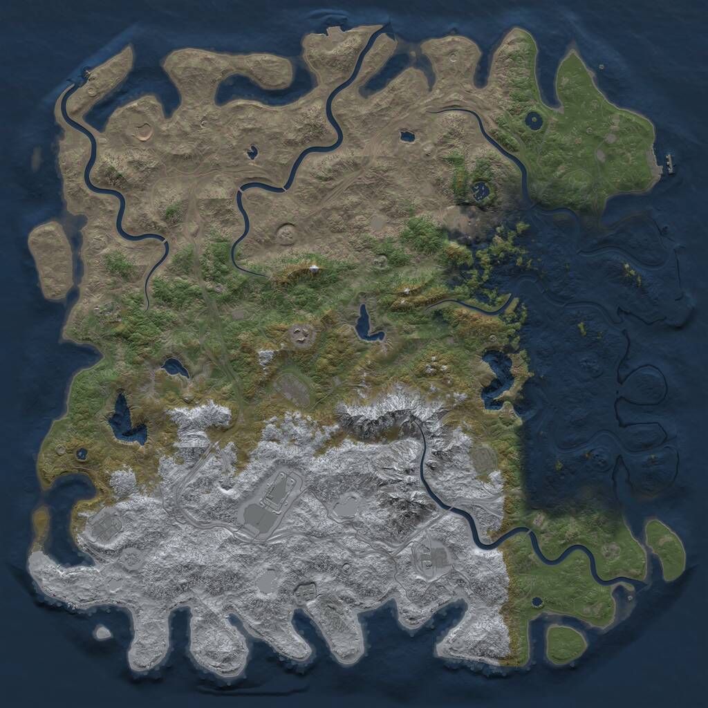 Rust Map: Procedural Map, Size: 6000, Seed: 610222323, 17 Monuments