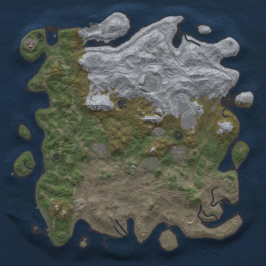 Rust Map: Procedural Map, Size: 4250, Seed: 626129406, 18 Monuments