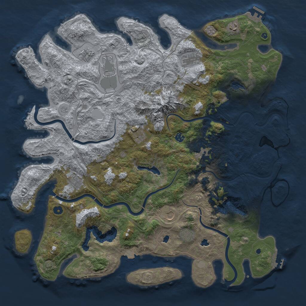 Rust Map: Procedural Map, Size: 5000, Seed: 1244568738, 17 Monuments