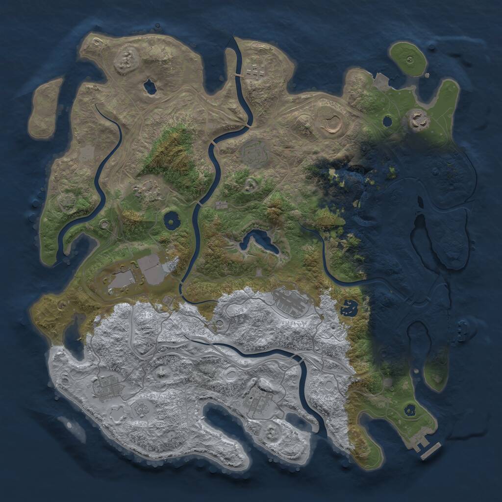 Rust Map: Procedural Map, Size: 4250, Seed: 694345550, 16 Monuments