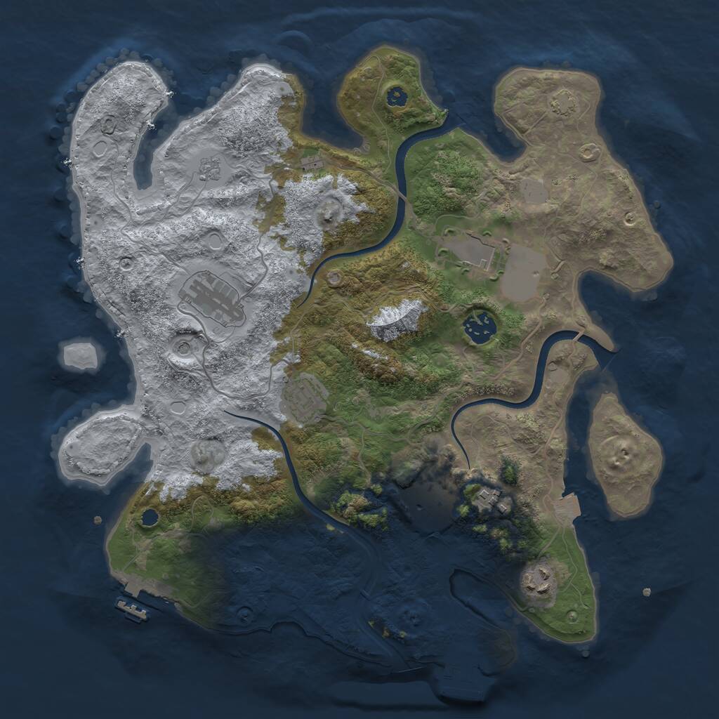 Rust Map: Procedural Map, Size: 3500, Seed: 347459155, 13 Monuments
