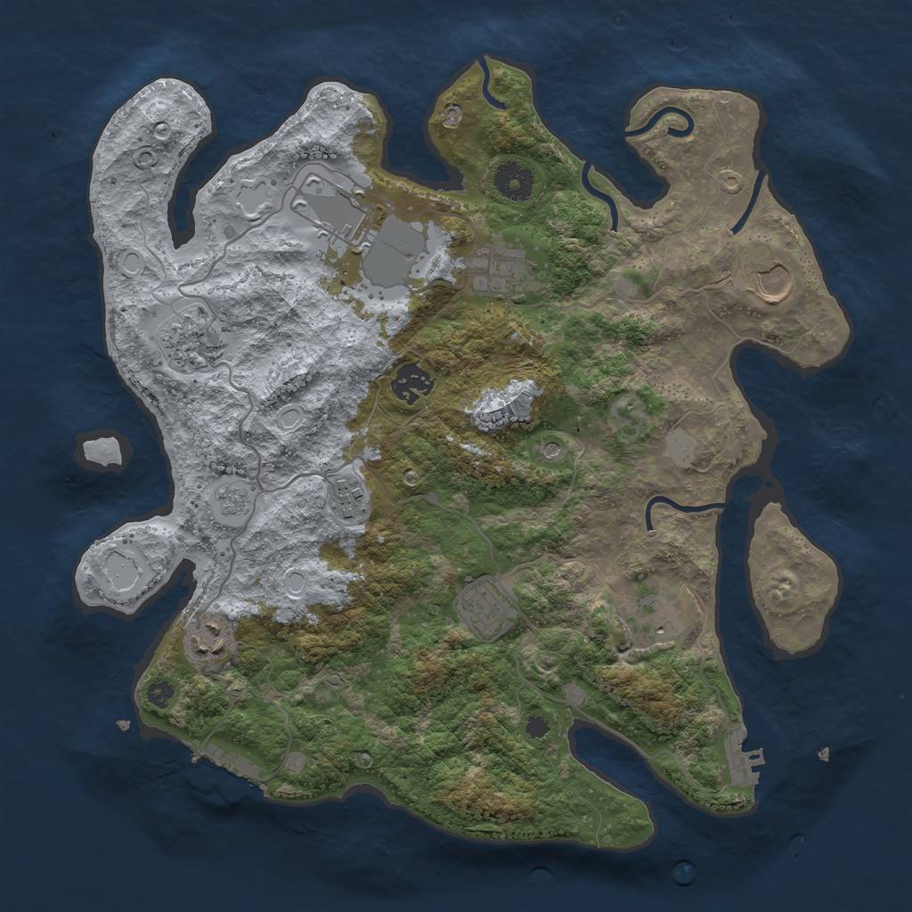 Rust Map: Procedural Map, Size: 3500, Seed: 347459155, 18 Monuments