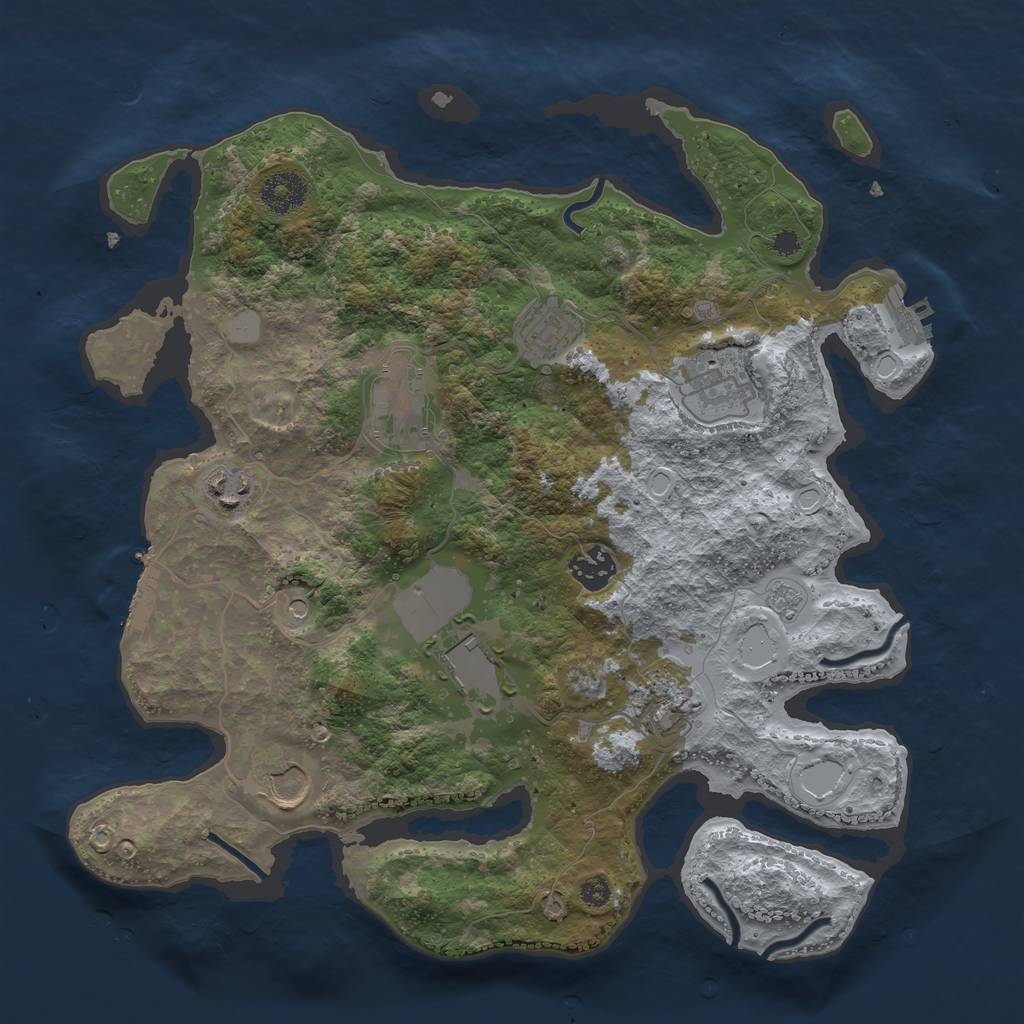 Rust Map: Procedural Map, Size: 3500, Seed: 1235288377, 17 Monuments