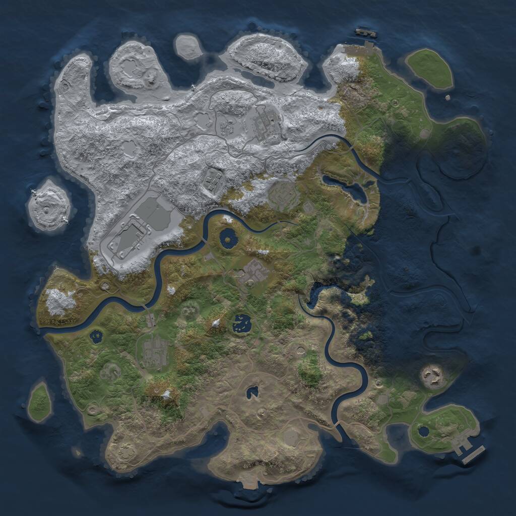 Rust Map: Procedural Map, Size: 4000, Seed: 46704971, 14 Monuments