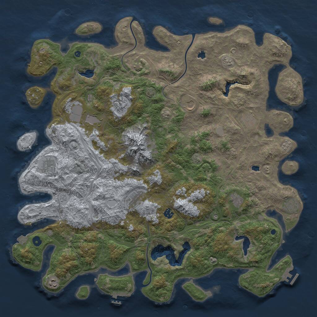 Rust Map: Procedural Map, Size: 5000, Seed: 1057056490, 17 Monuments