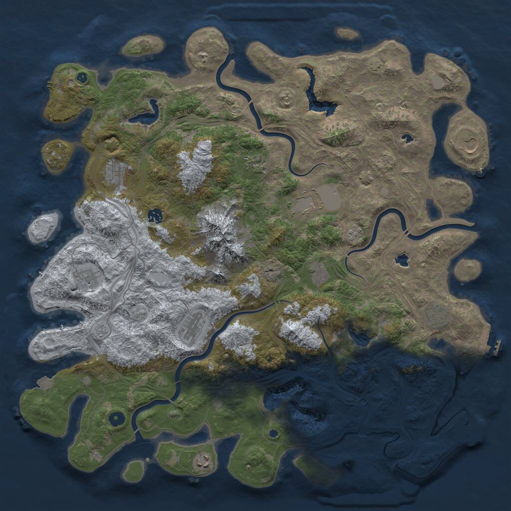 Rust Map: Procedural Map, Size: 5000, Seed: 1057056490, 17 Monuments