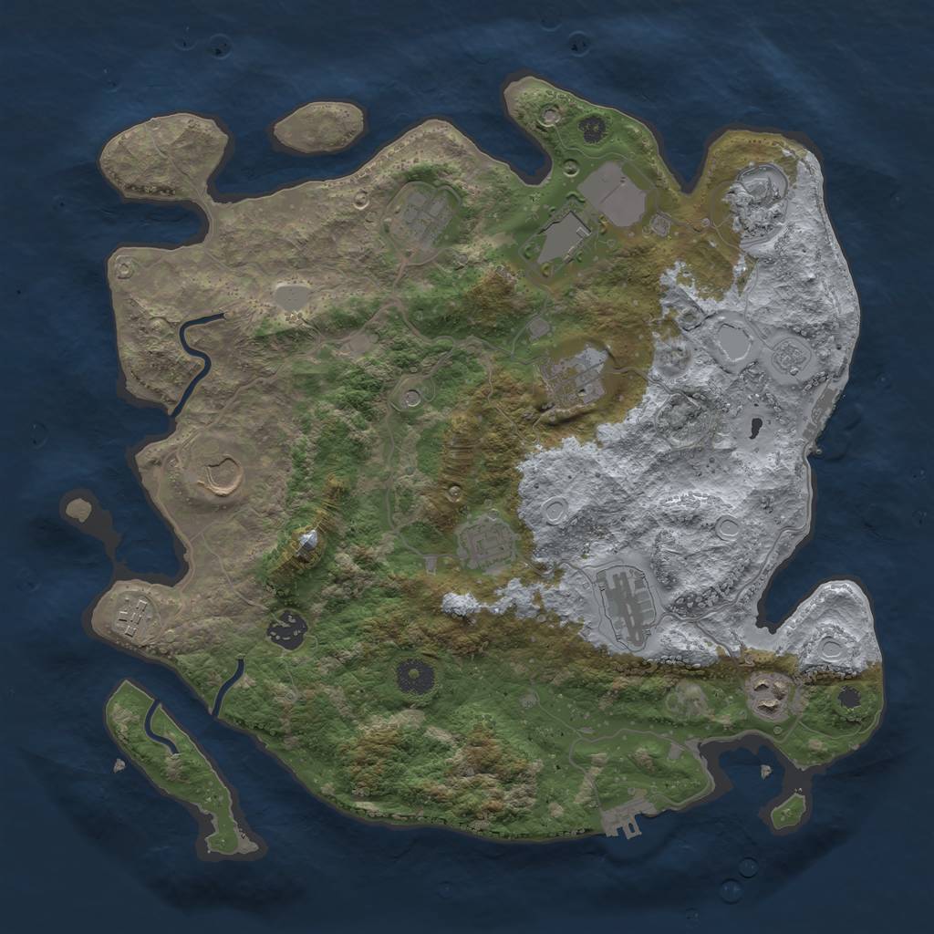 Rust Map: Procedural Map, Size: 3700, Seed: 2109732370, 19 Monuments