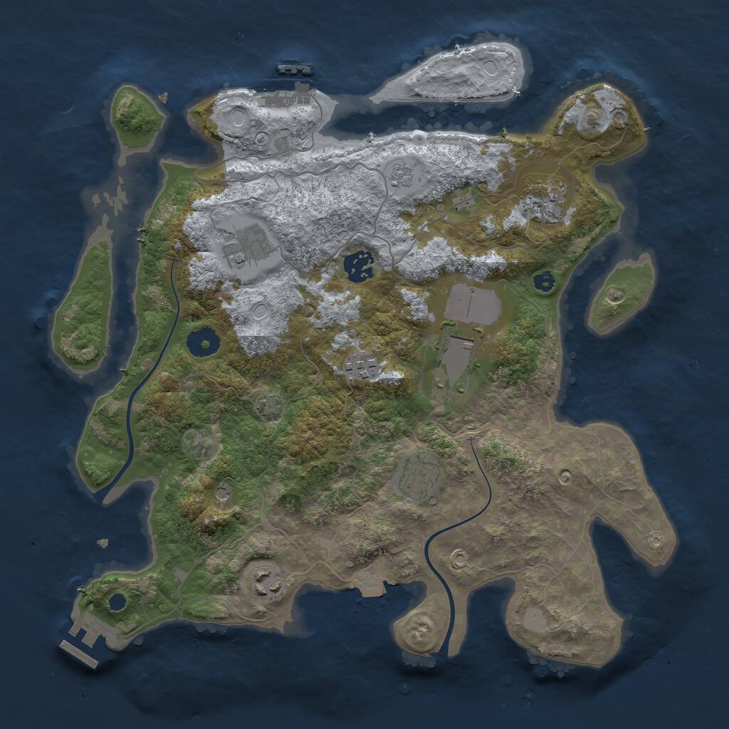 Rust Map: Procedural Map, Size: 3500, Seed: 1514386615, 13 Monuments
