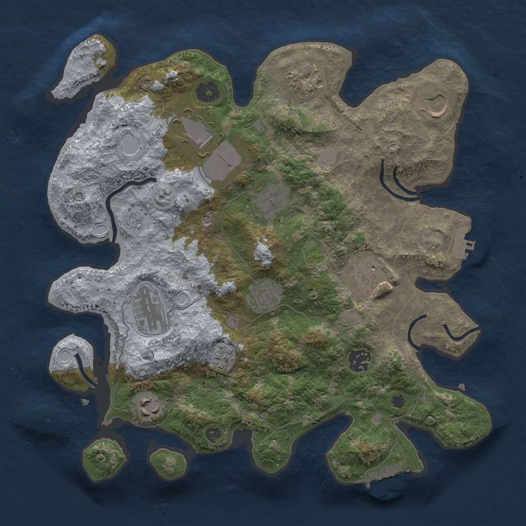 Rust Map: Procedural Map, Size: 3500, Seed: 1921524676, 19 Monuments