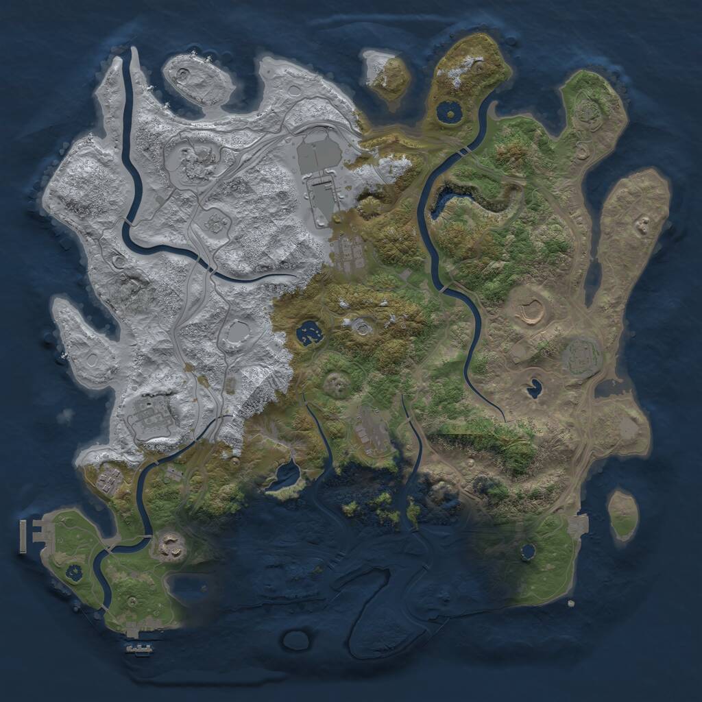Rust Map: Procedural Map, Size: 4250, Seed: 319881945, 16 Monuments