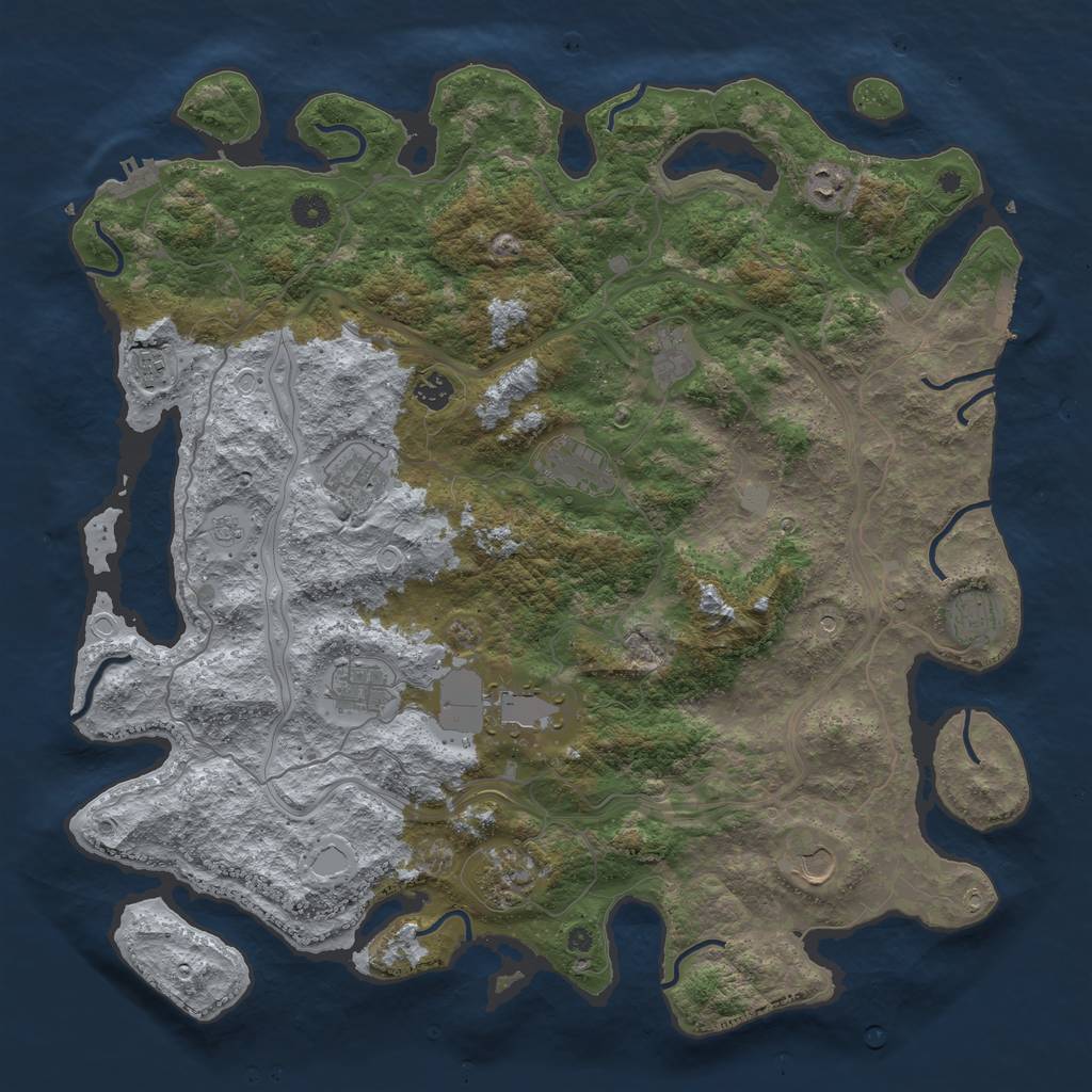 Rust Map: Procedural Map, Size: 4500, Seed: 1762909225, 20 Monuments