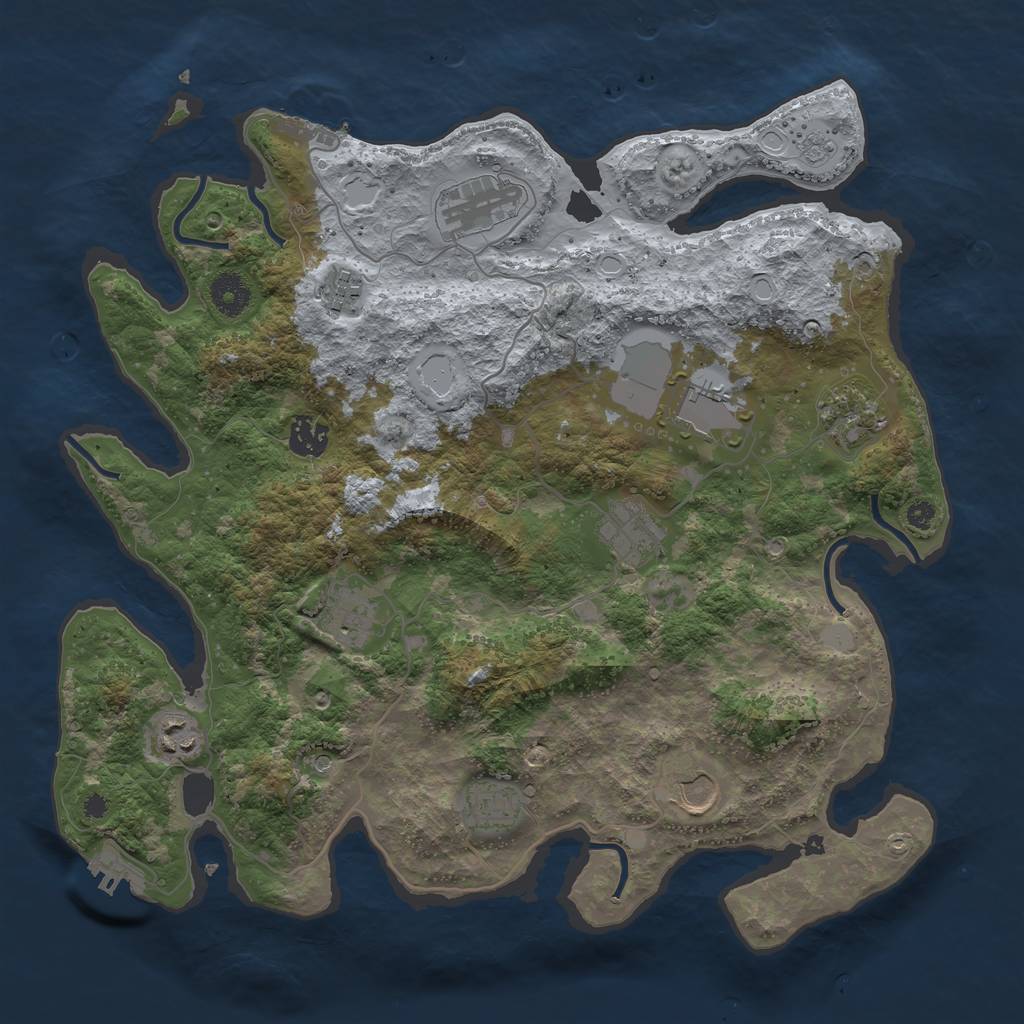 Rust Map: Procedural Map, Size: 3750, Seed: 732719137, 19 Monuments