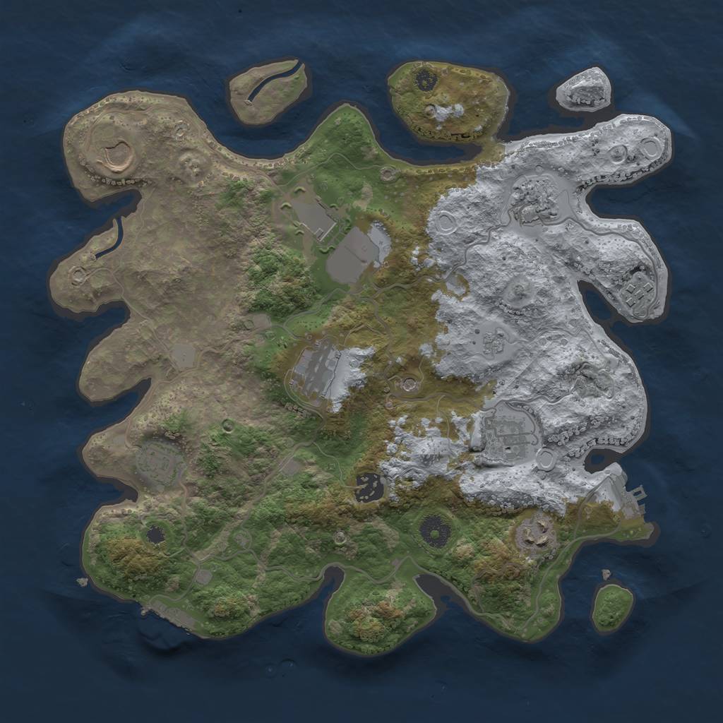 Rust Map: Procedural Map, Size: 3500, Seed: 922388406, 18 Monuments