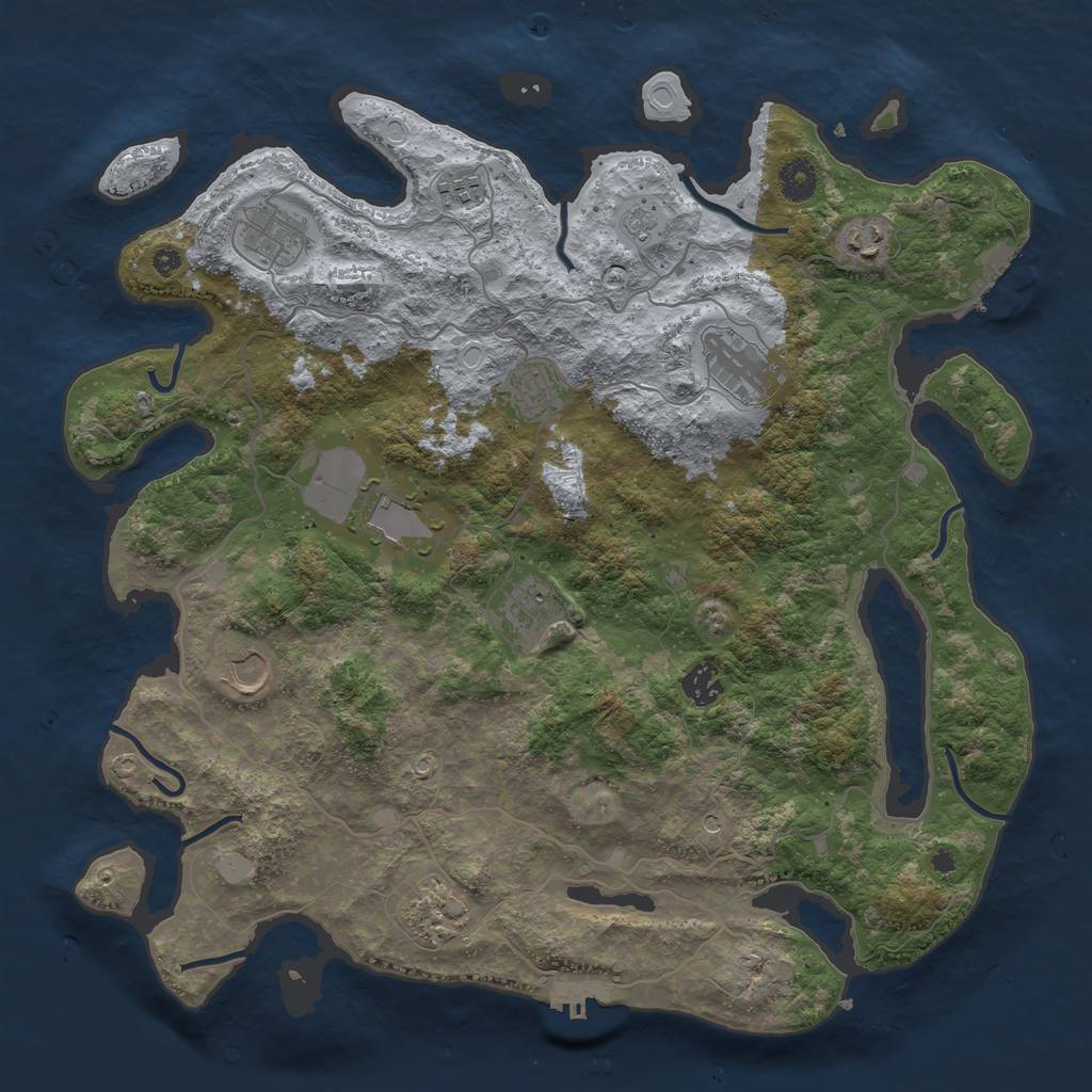 Rust Map: Procedural Map, Size: 4000, Seed: 1045626621, 19 Monuments