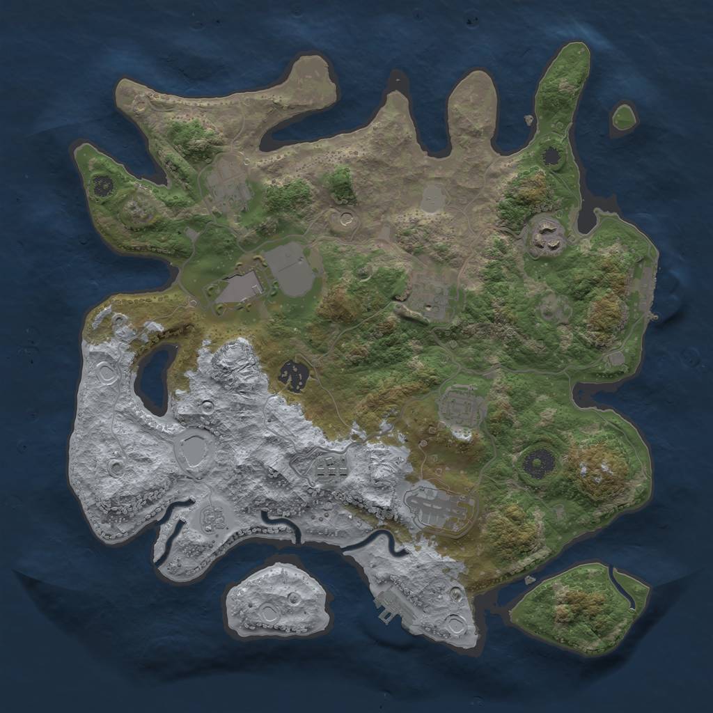 Rust Map: Procedural Map, Size: 3500, Seed: 716173951, 17 Monuments