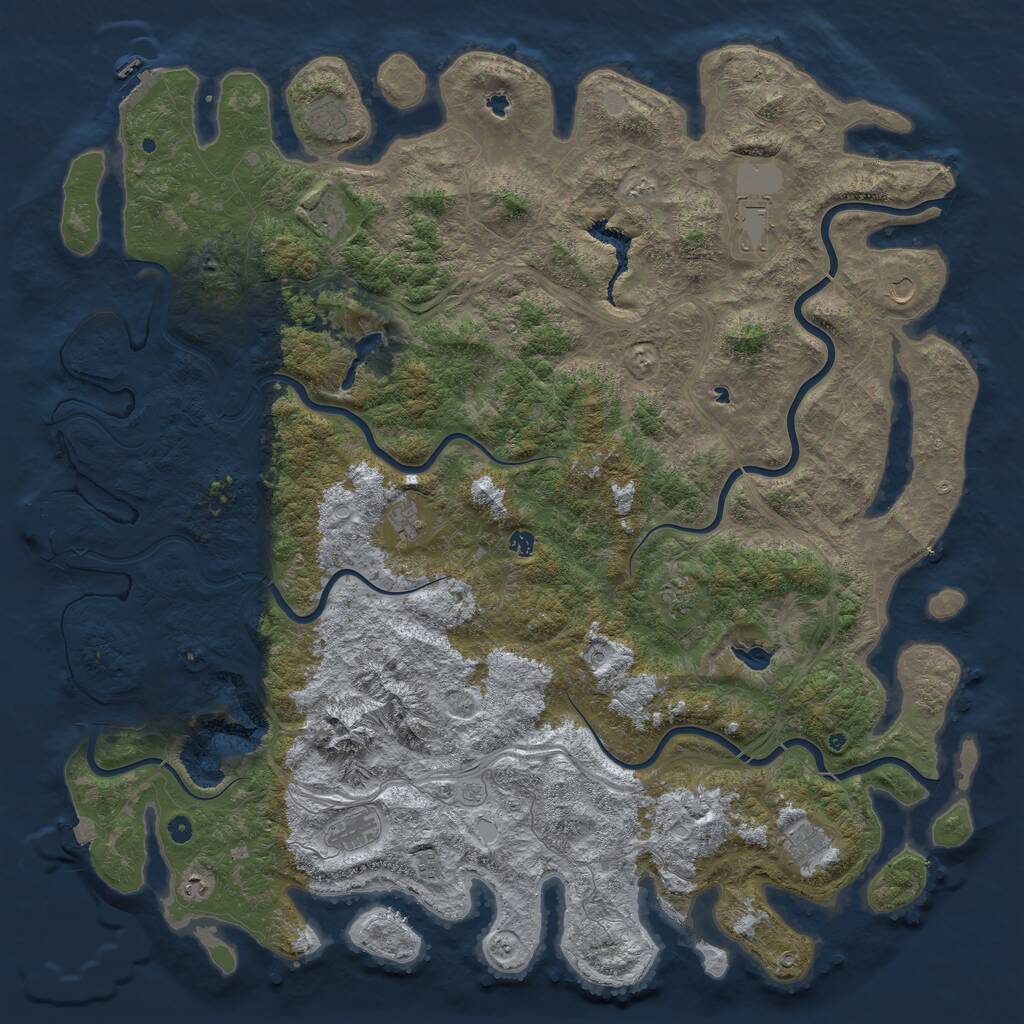 Rust Map: Procedural Map, Size: 6000, Seed: 8502413, 17 Monuments